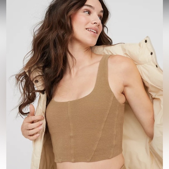 aerie Tops - NWT Offline by Aerie Party Favor Corset Bra Top Soft Stone Tan Size Small